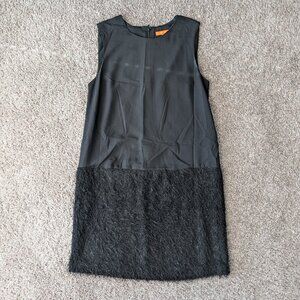 Black Dress with Feathery Trim